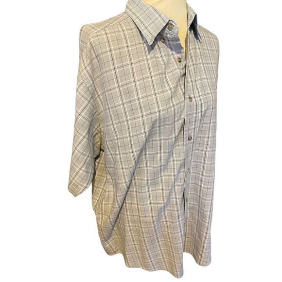 Wrangler Rugged Wear Button Down Gray Checkered Short Sleeve Shirt Size 2X/3X - Picture 6 of 9